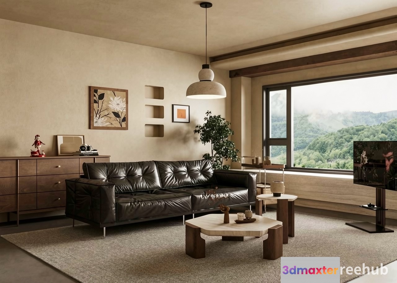 Modern Living Room 3D Model - 21620 - VRAY Render