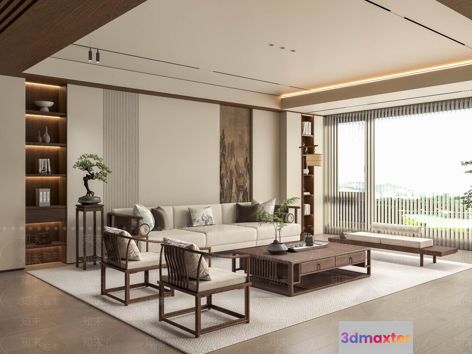 Modern Living Room 3D Model - 11760 - VRAY Render