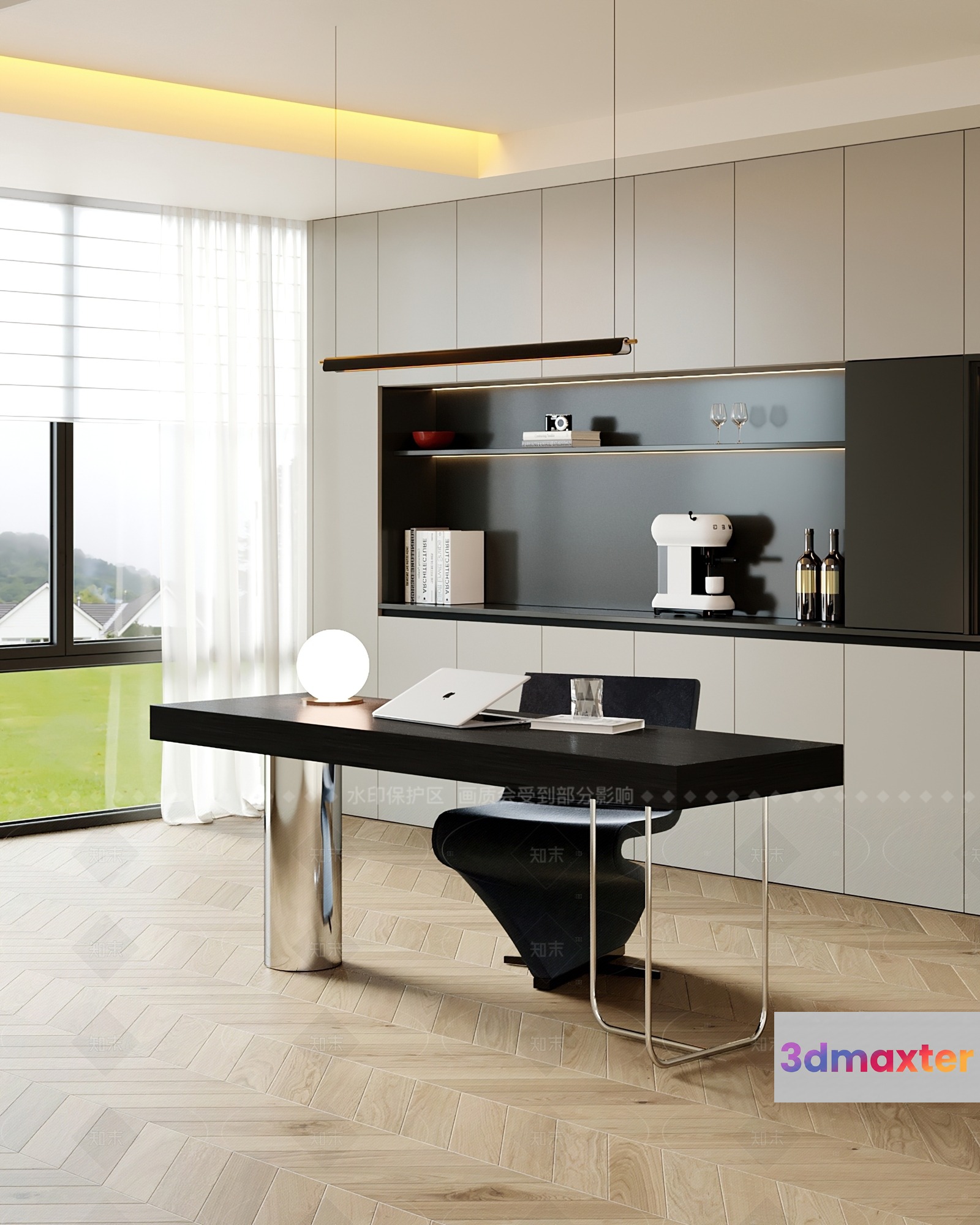 Modern Minimalist Office Space 3D Model - 11250 - VRAY Render