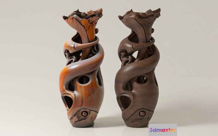 Abstract Wooden Vases 3D Model - 12389 - VRAY Render