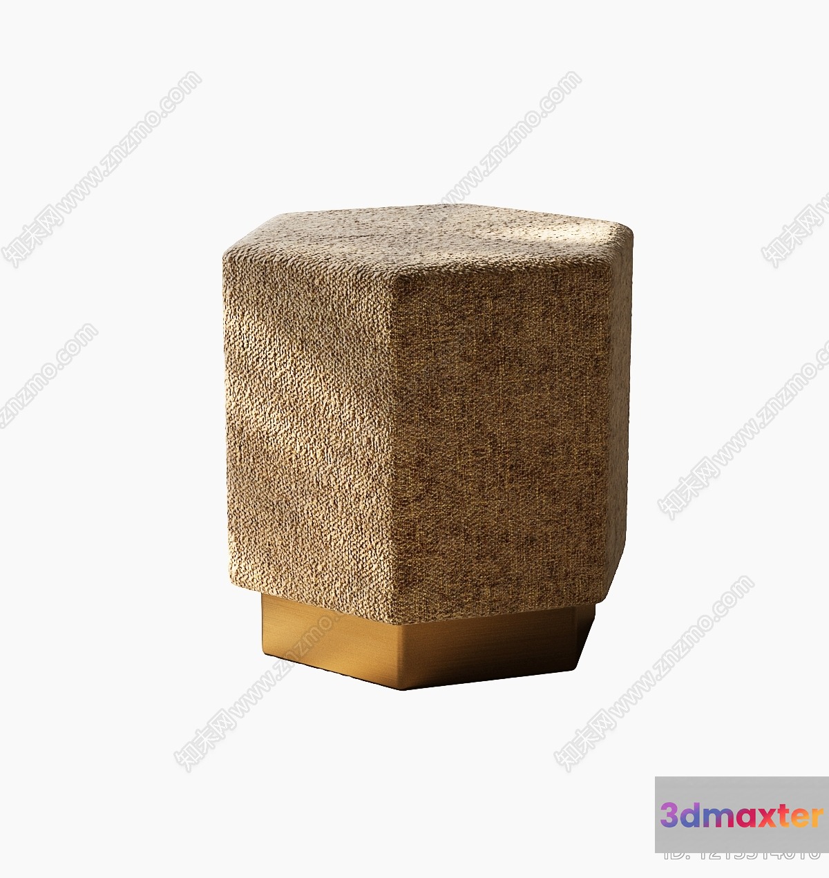 A Brown Cube Stool 3D Model - 16719 - VRAY Render