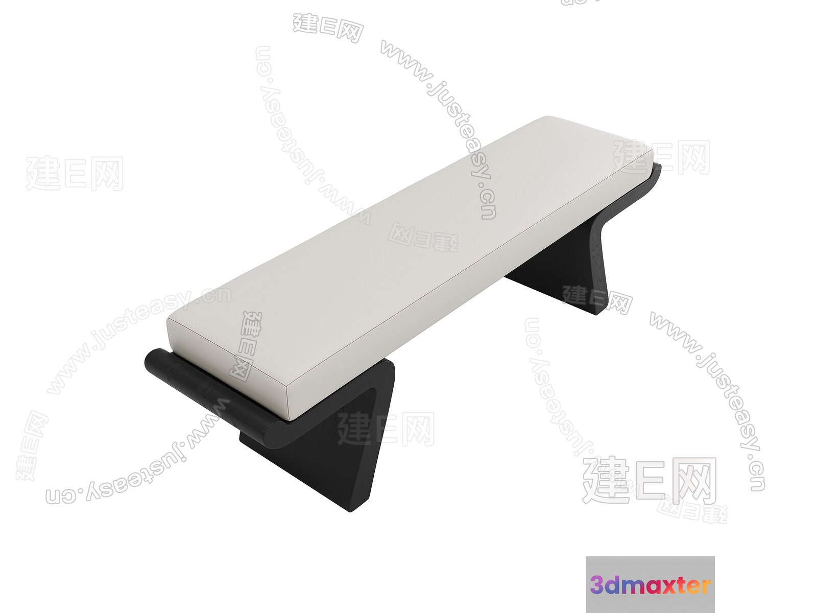 A White And Black Bench 3D Model - 9342 - VRAY Render