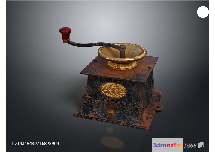 Old Rusty Coffee Grinder 3D Model - 3383 - VRAY Render