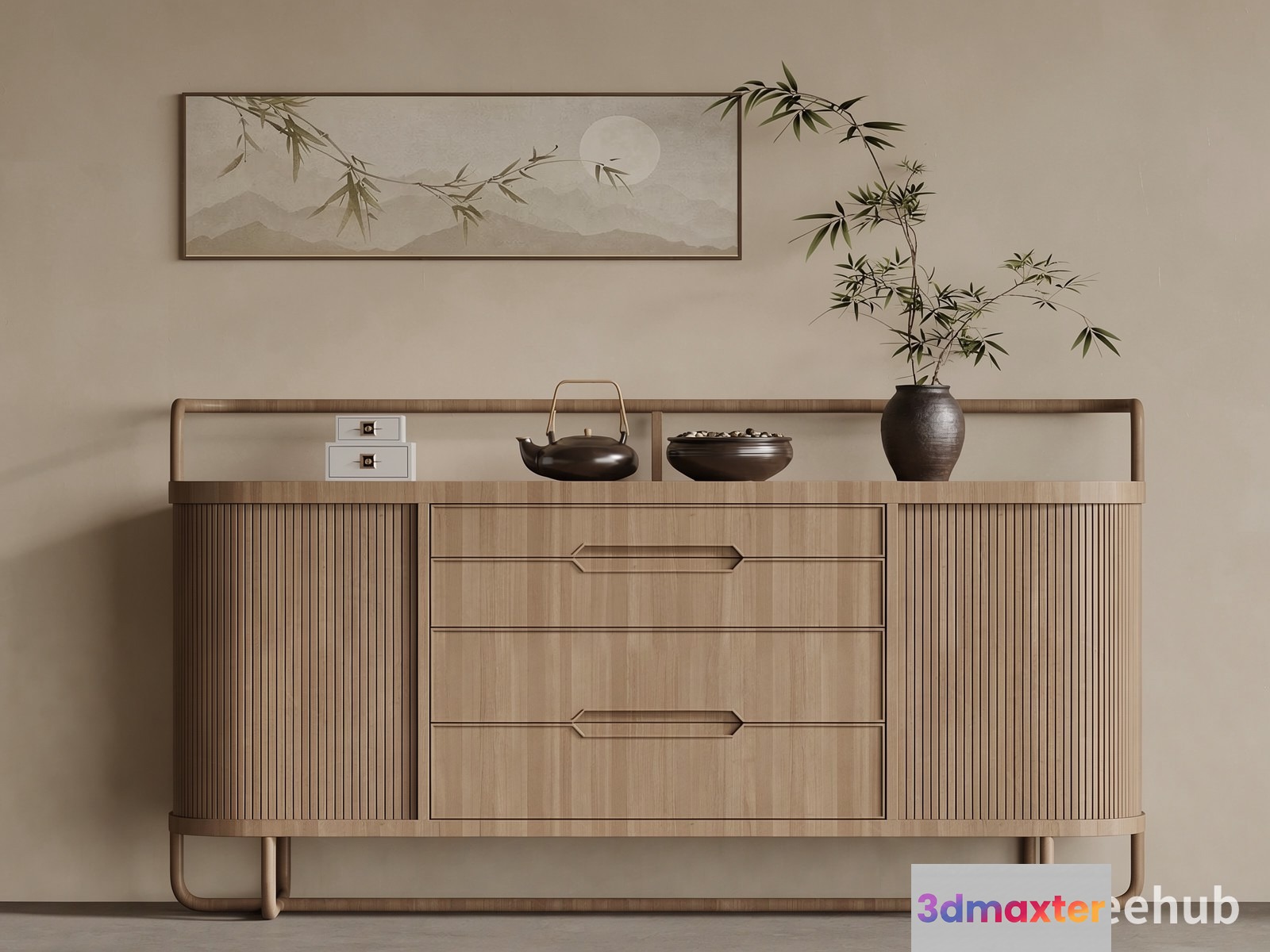 Modern Wooden Dresser 3D Model - 23315 - VRAY Render
