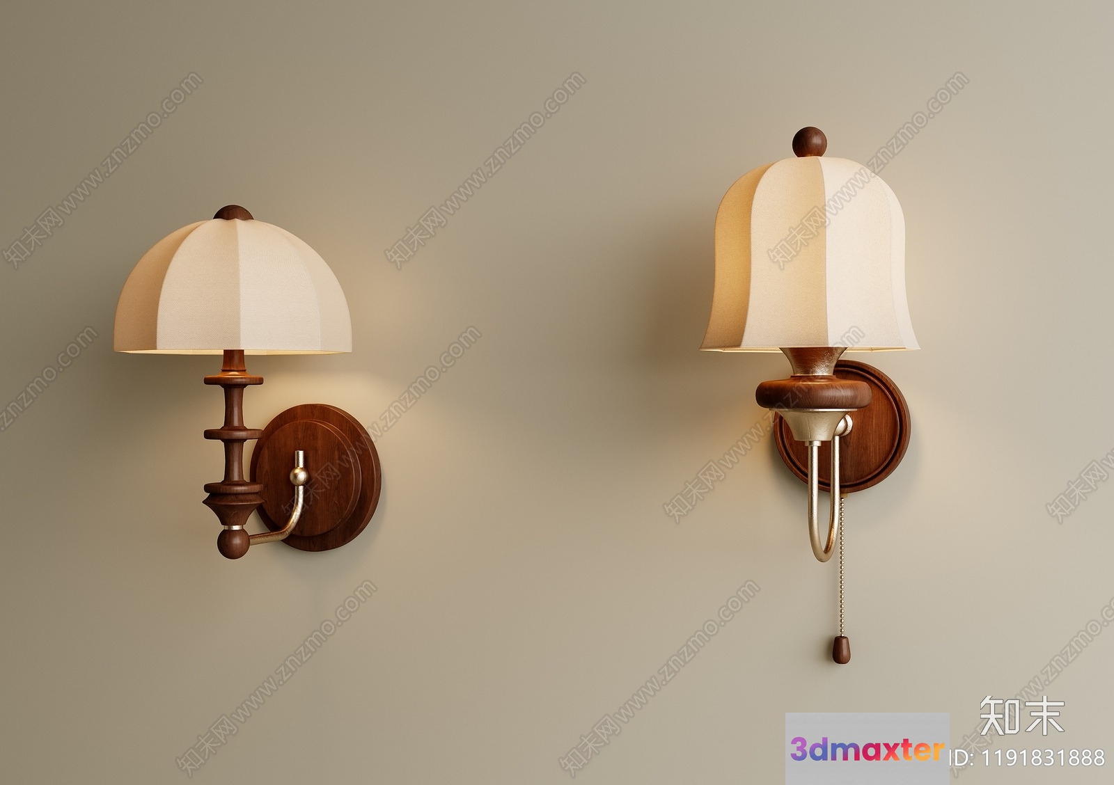 Gold Light Fixture 3D Model - 520 - VRAY Render