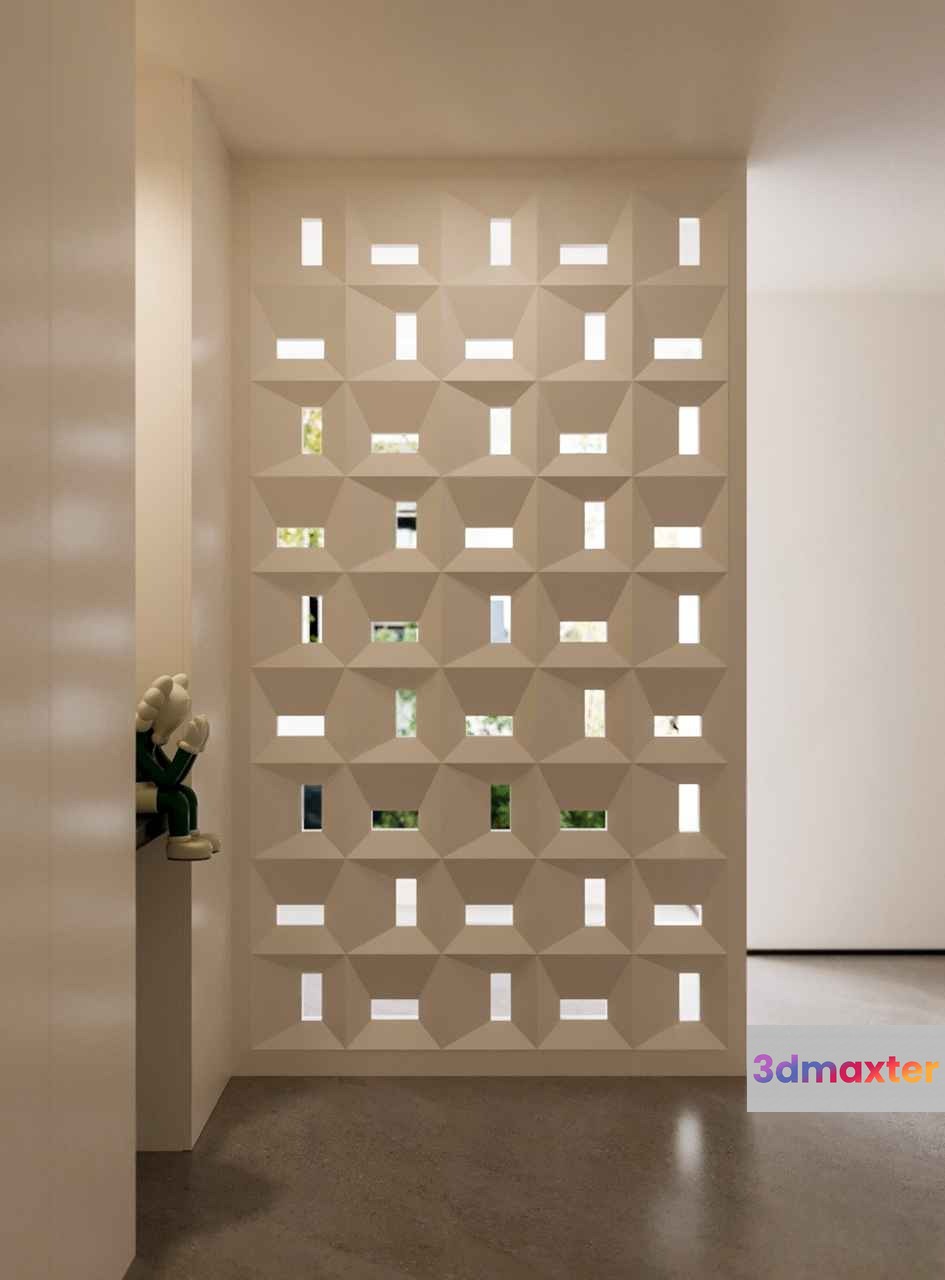 A Decorative Wall With A Geometric Pattern 3D Model - 9245 - VRAY Render