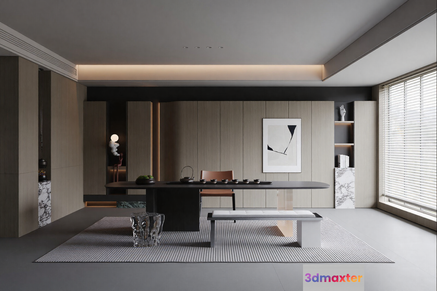 Modern Minimalist Dining Room 3D Model - 12317 - CORONA Render