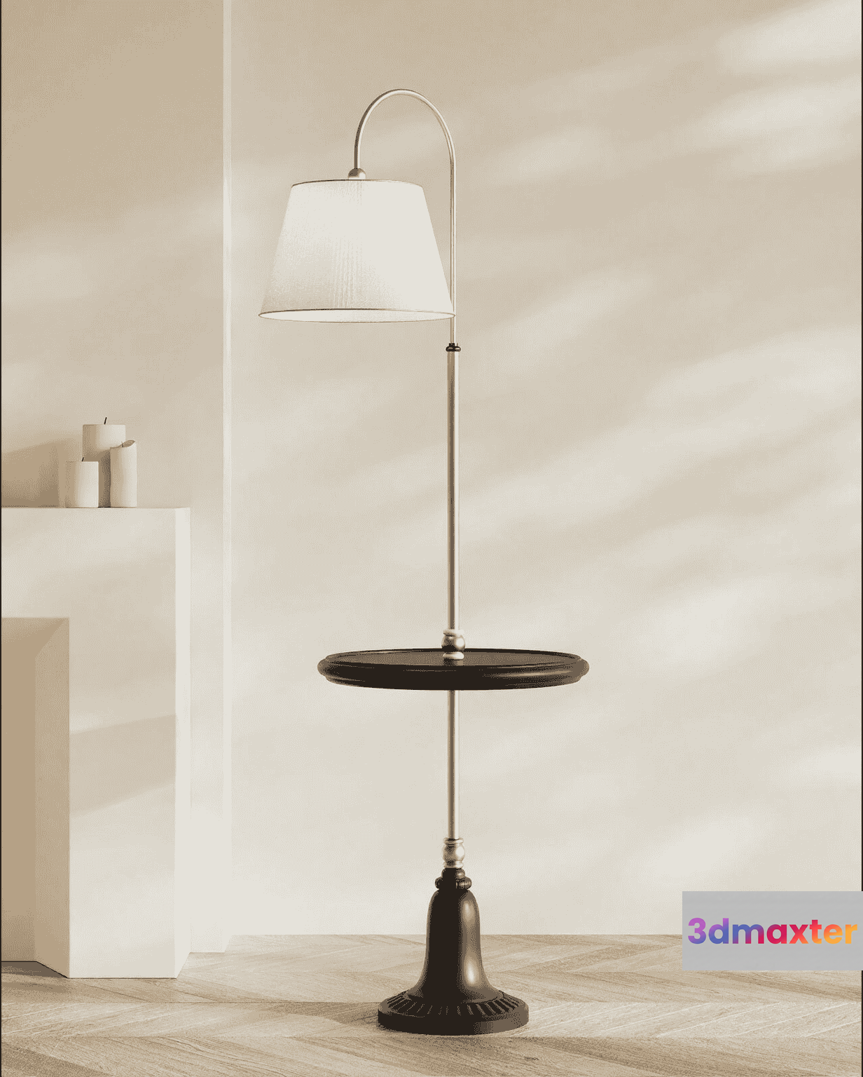 A Tall Floor Lamp With A Table 3D Model - 13952 - VRAY Render