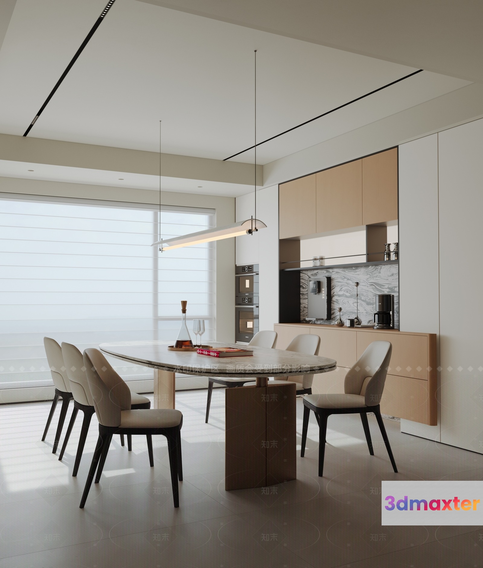 Modern Minimalist Dining Room 3D Model - 9107 - VRAY Render