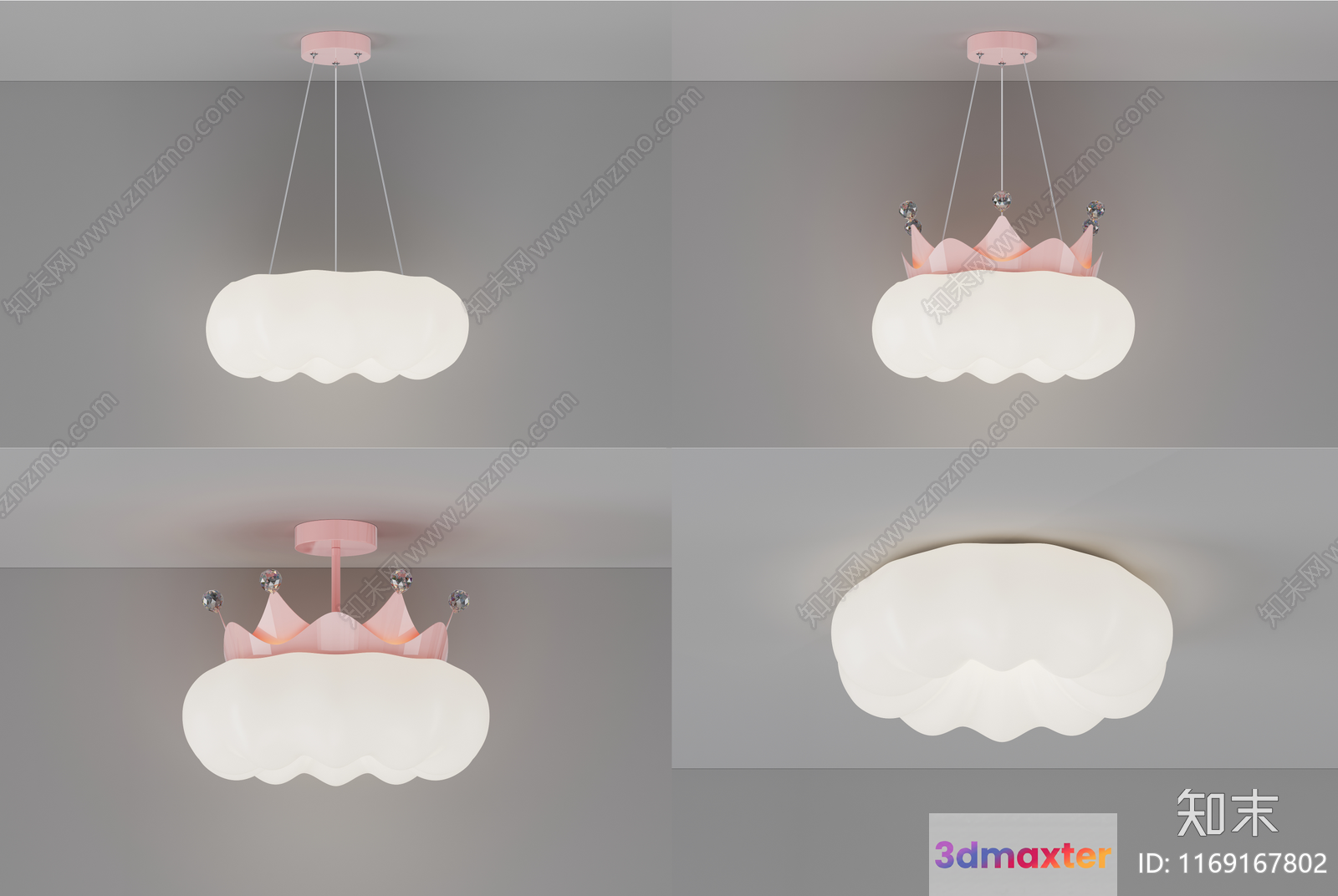 Light Fixture With Pink Crown 3D Model - 3787 - VRAY Render
