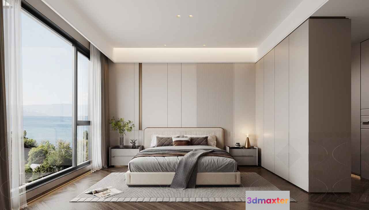 Modern Master Bedroom 3D Model - 16048 - VRAY Render