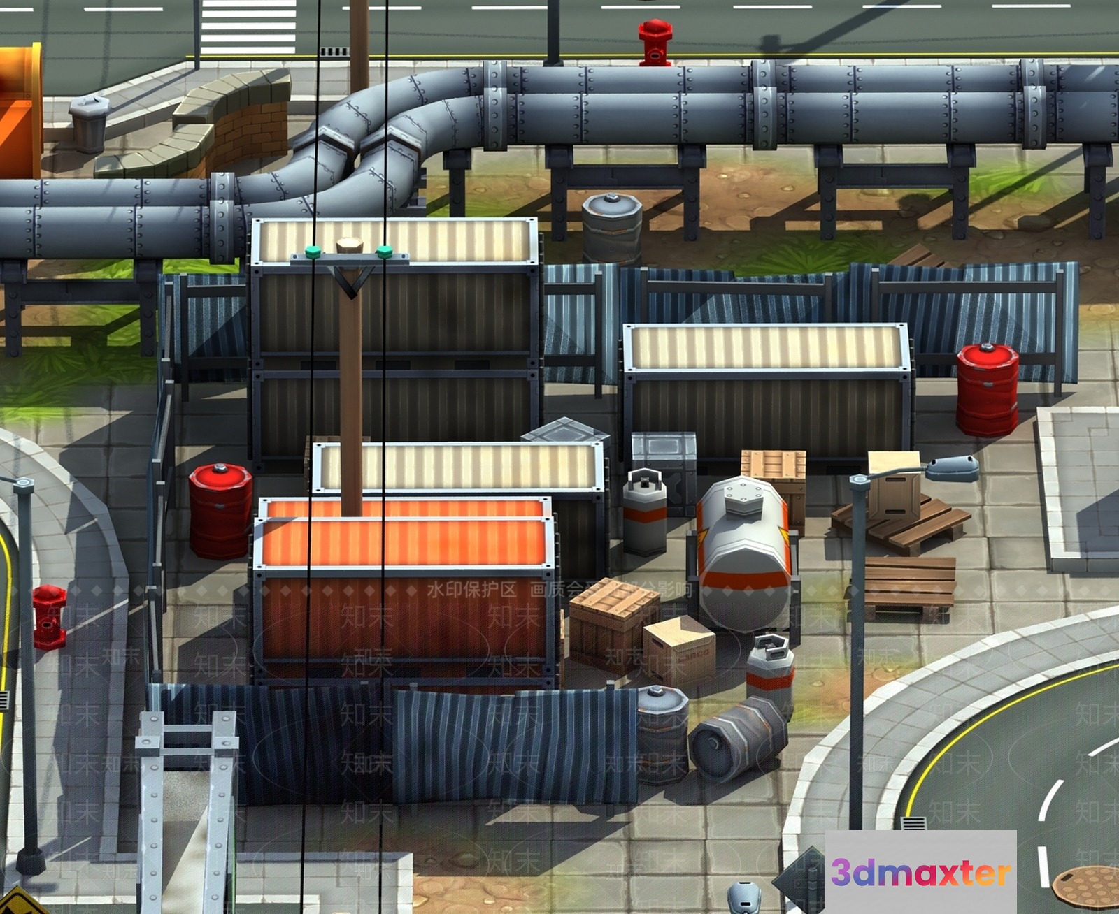 Industrial Warehouse Scene 3D Model - 18150 - VRAY Render
