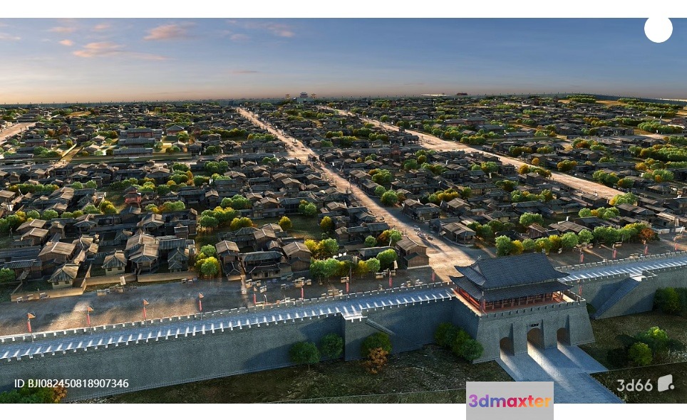 Ancient Chinese Cityscape 3D Model - 8558 - VRAY Render