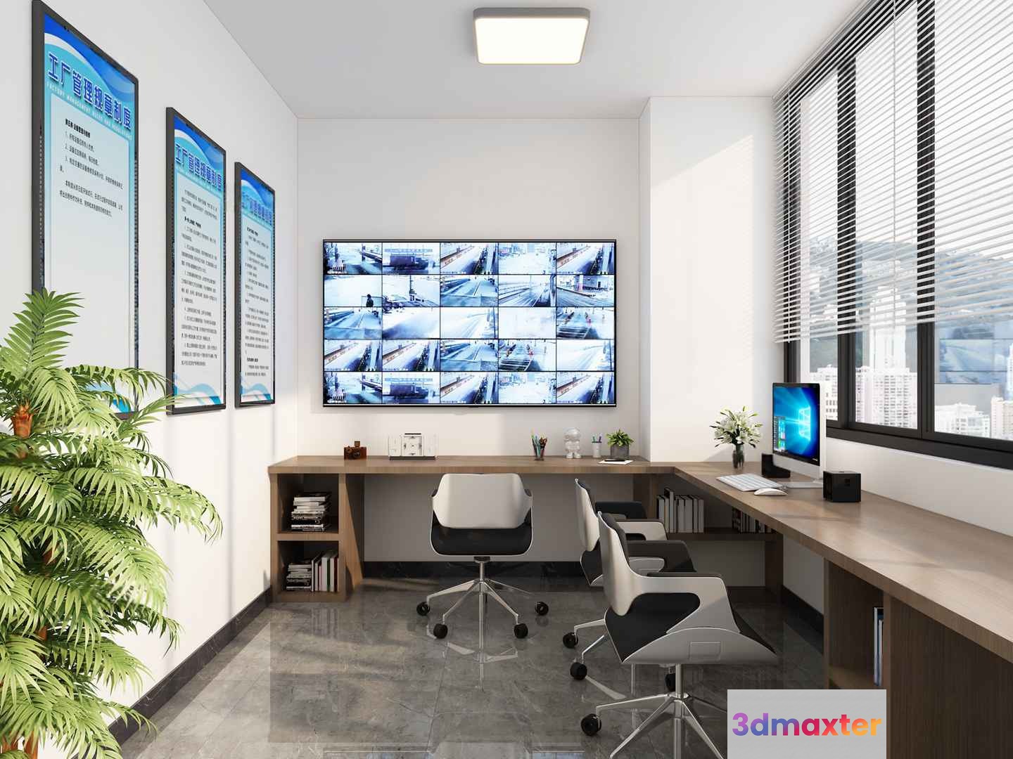 Modern Office Space 3D Model - 7780 - VRAY Render
