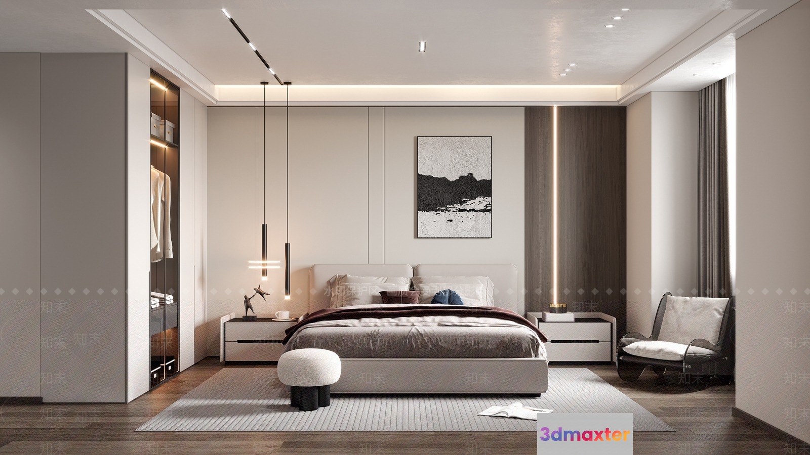 Cozy Modern Bedroom 3D Model - 1604 - VRAY Render