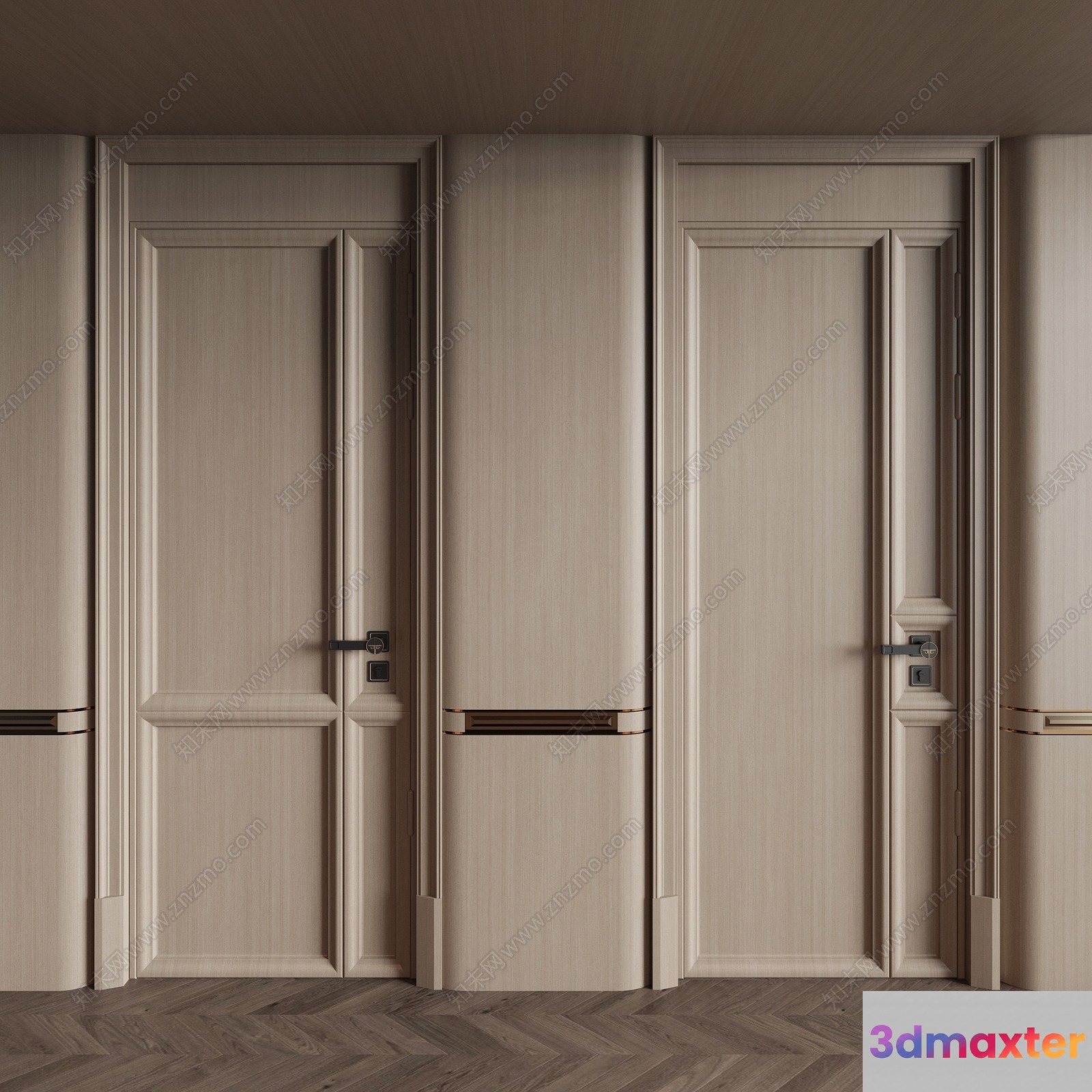 Modern Wooden Doors 3D Model - 6192 - VRAY Render
