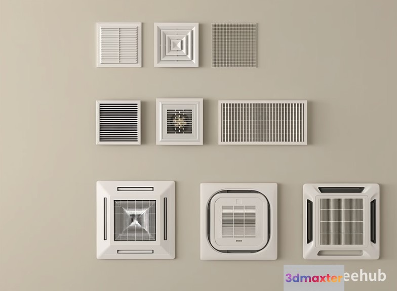 A Collection Of White Vents 3D Model - 22254 - VRAY Render