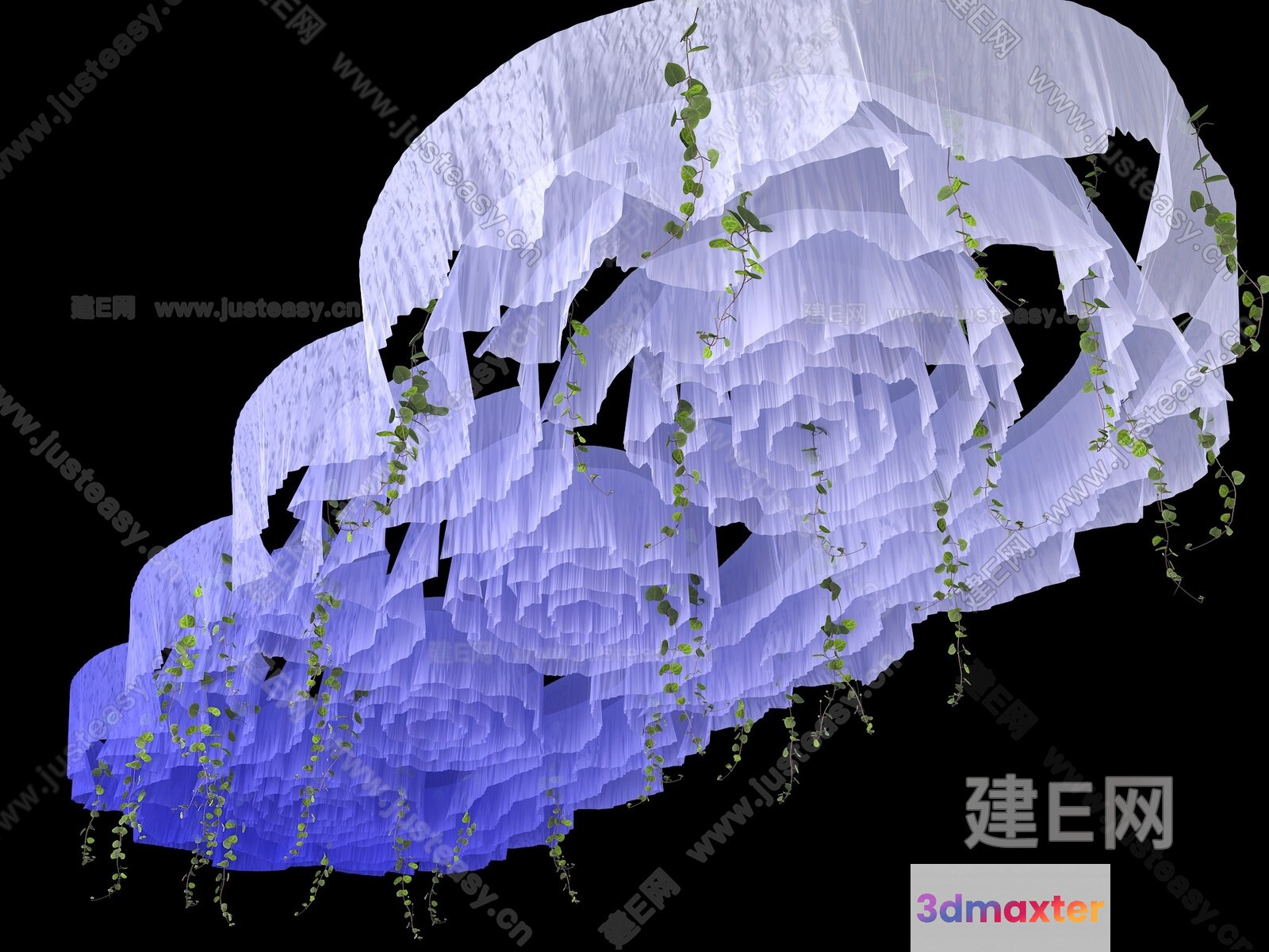 A White Fabric Structure With Green Vines 3D Model - 7454 - VRAY Render