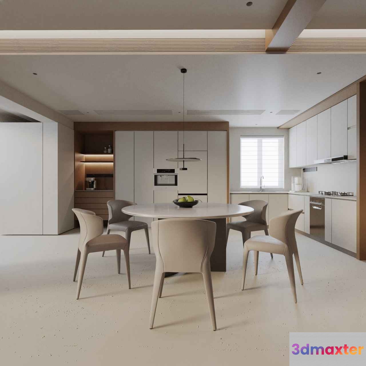Modern Minimalist Dining Room 3D Model - 18388 - VRAY Render