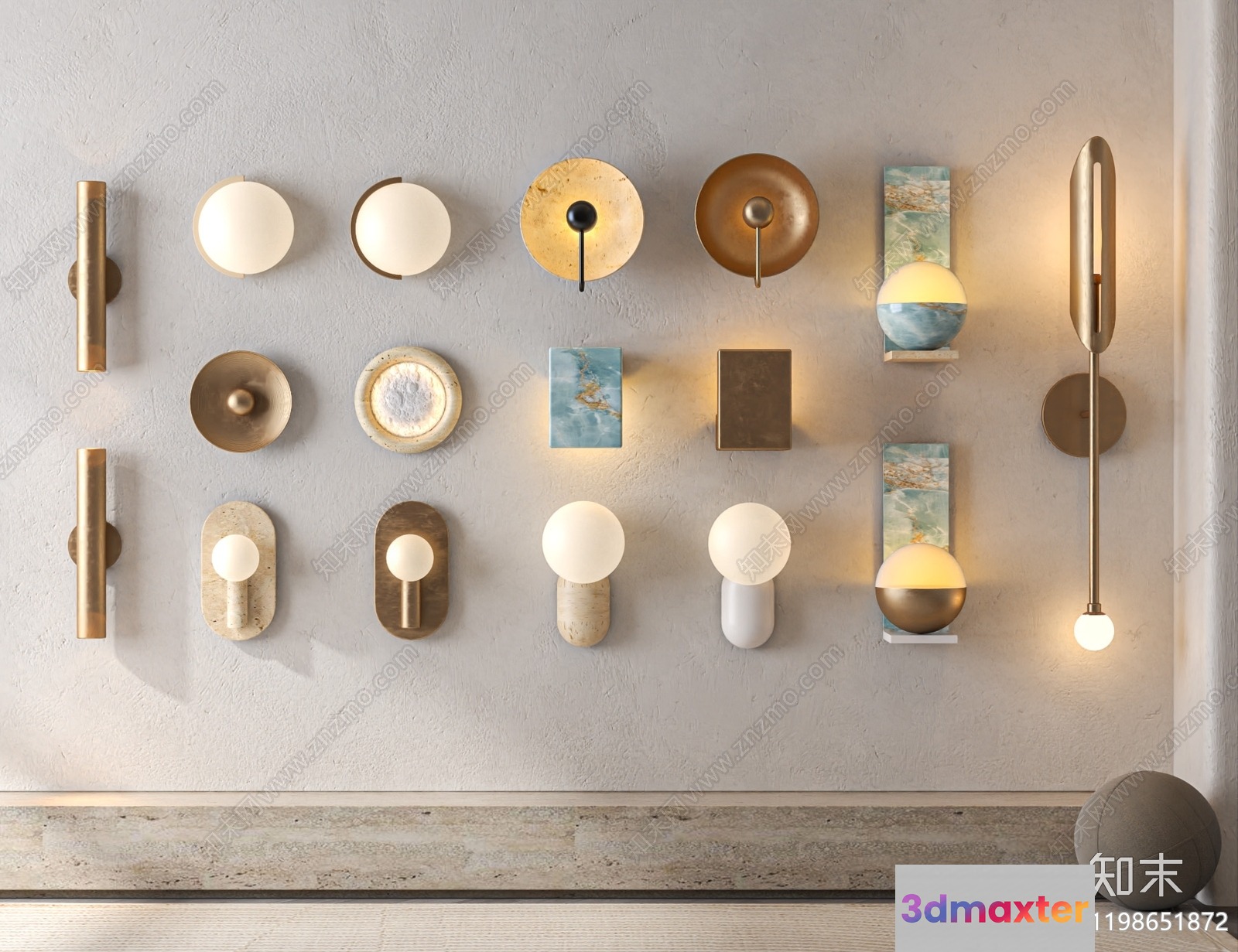 Gold Light Fixtures 3D Model - 12172 - VRAY Render