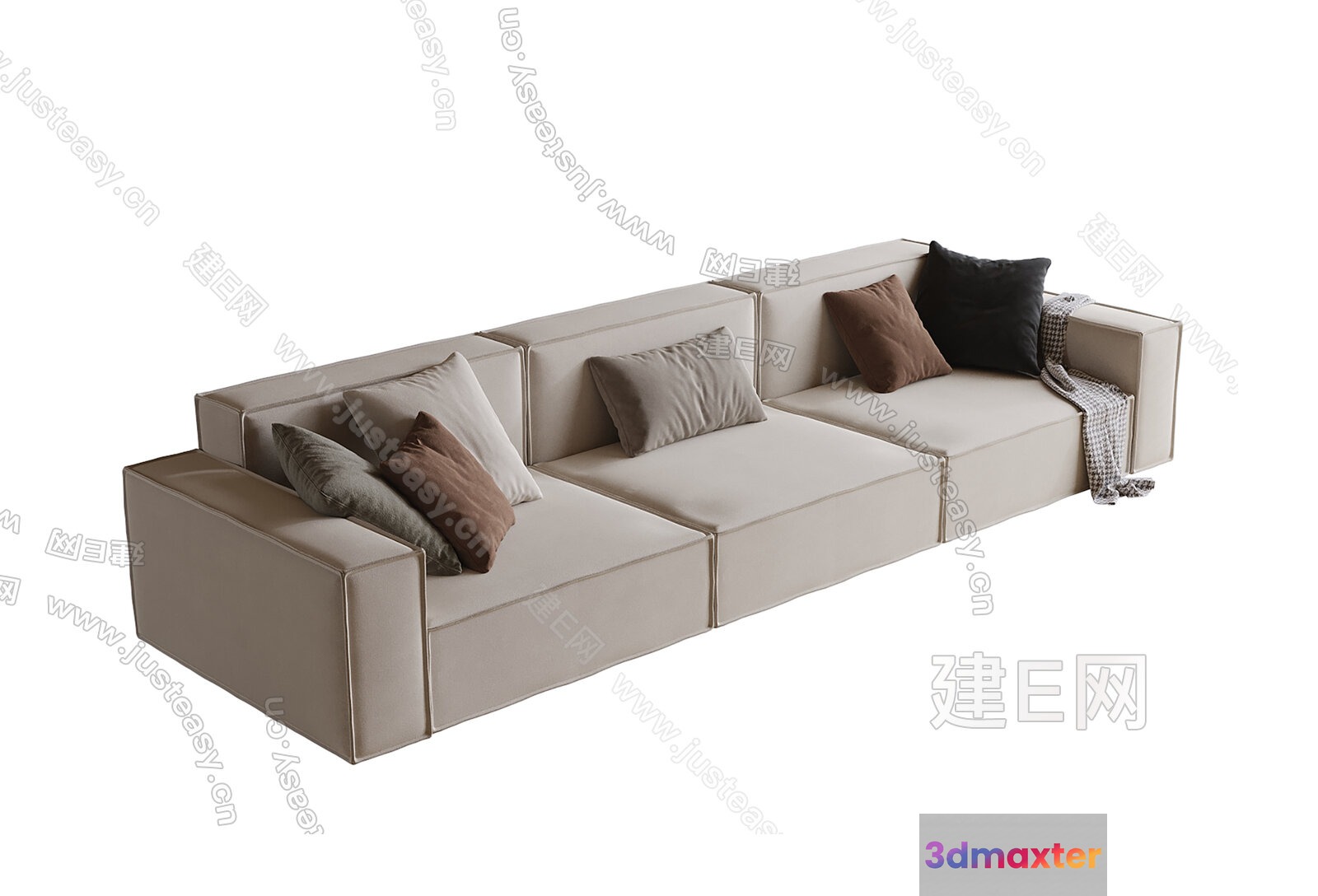 Modern L-Shaped Couch 3D Model - 12426 - VRAY Render