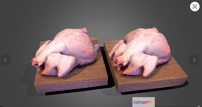 Two Raw Chickens 3D Model - 16307 - VRAY Render