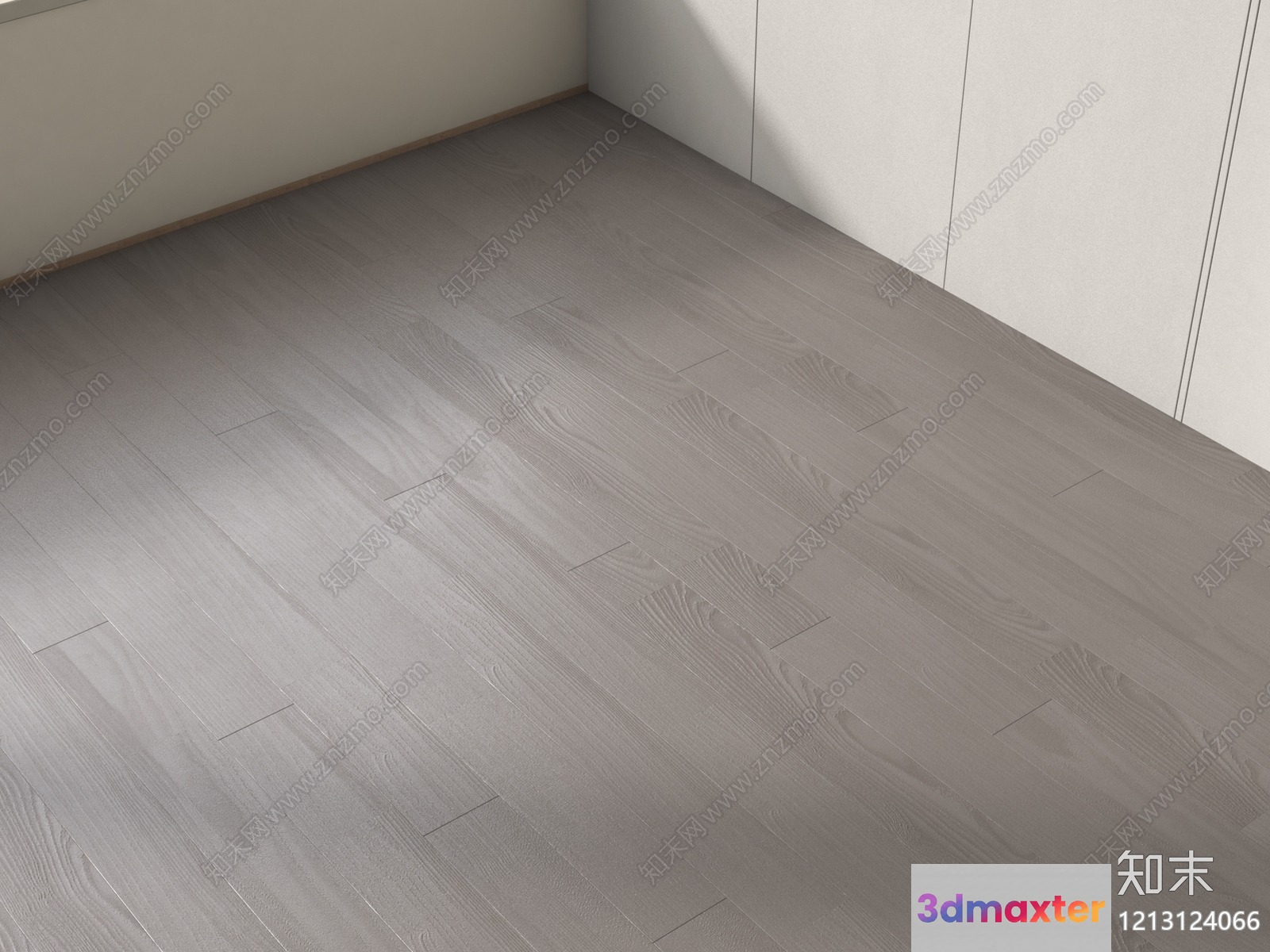 Empty Room With Grey Wood Floor 3D Model - 5844 - VRAY Render