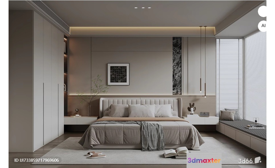 A Modern Bedroom 3D Model - 12245 - VRAY Render