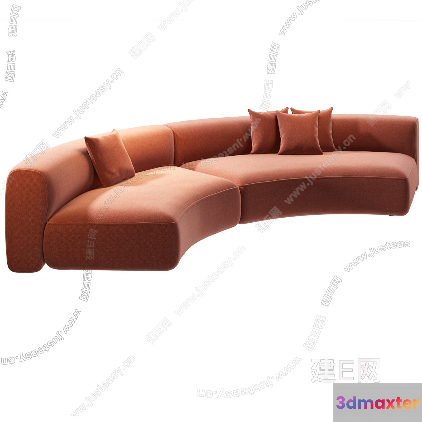 A Salmon-Colored Couch 3D Model - 1729 - CORONA Render