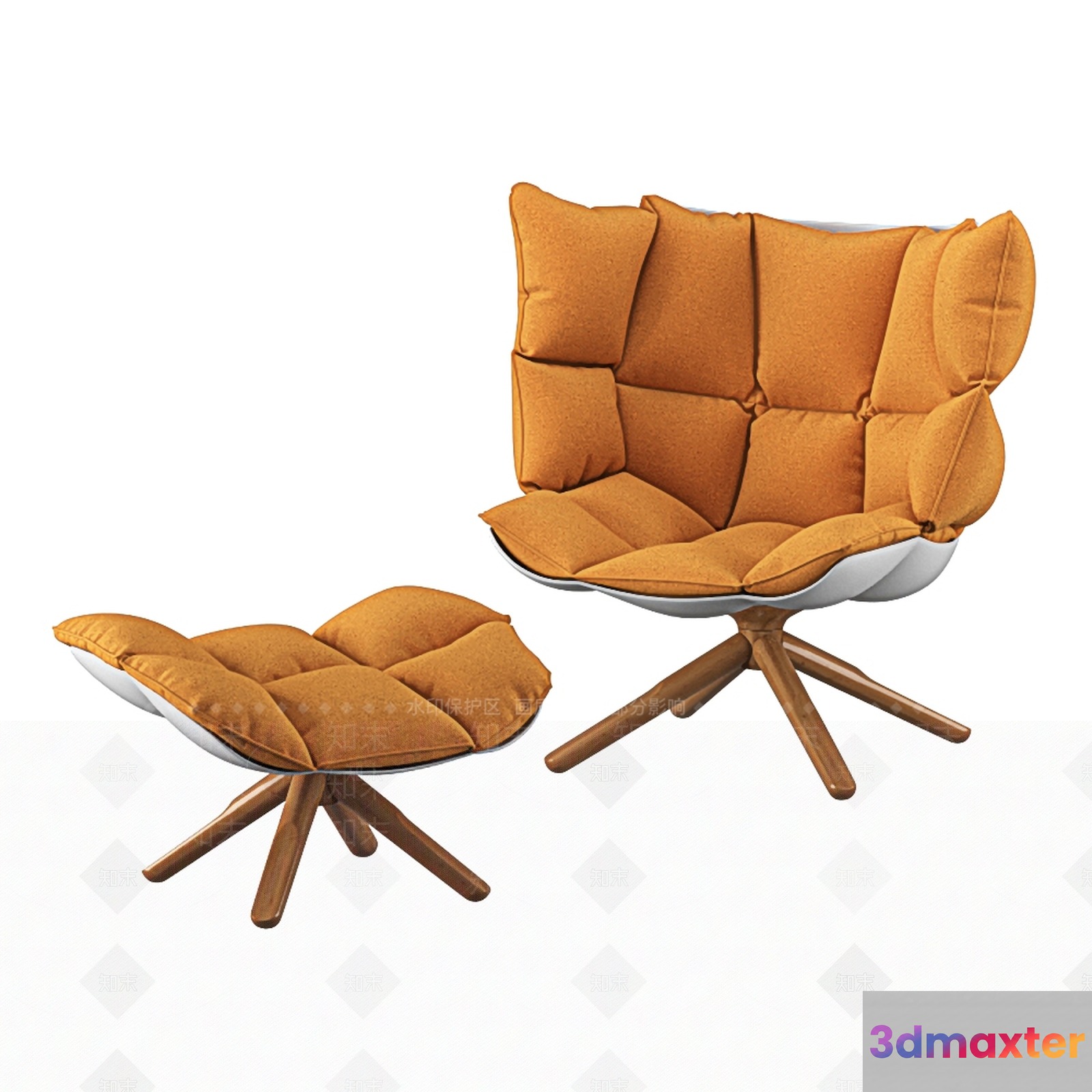 A Modern Chair With A Matching Footstool 3D Model - 16103 - VRAY Render
