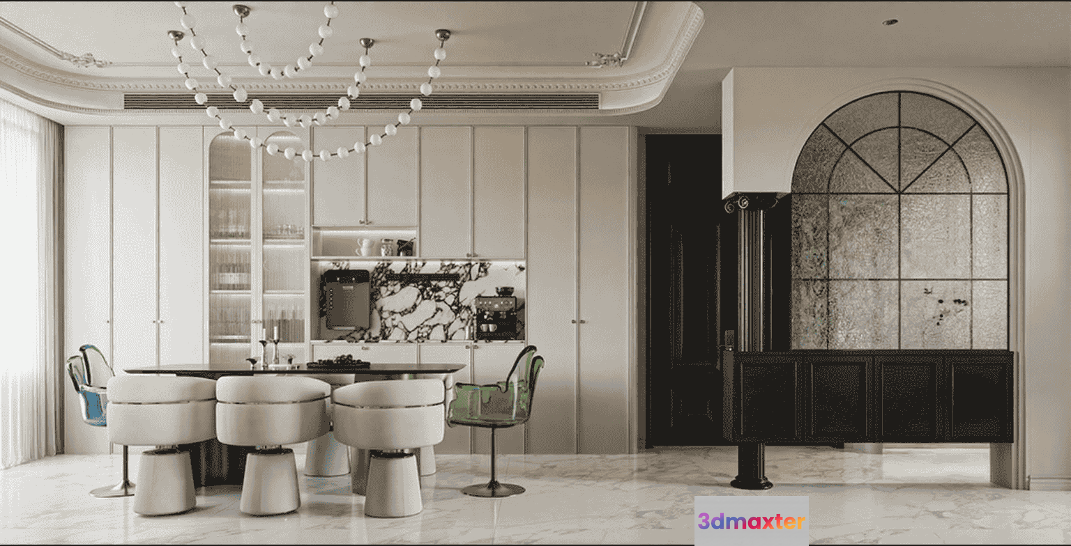 Modern Dining Room 3D Model - 17824 - CORONA Render
