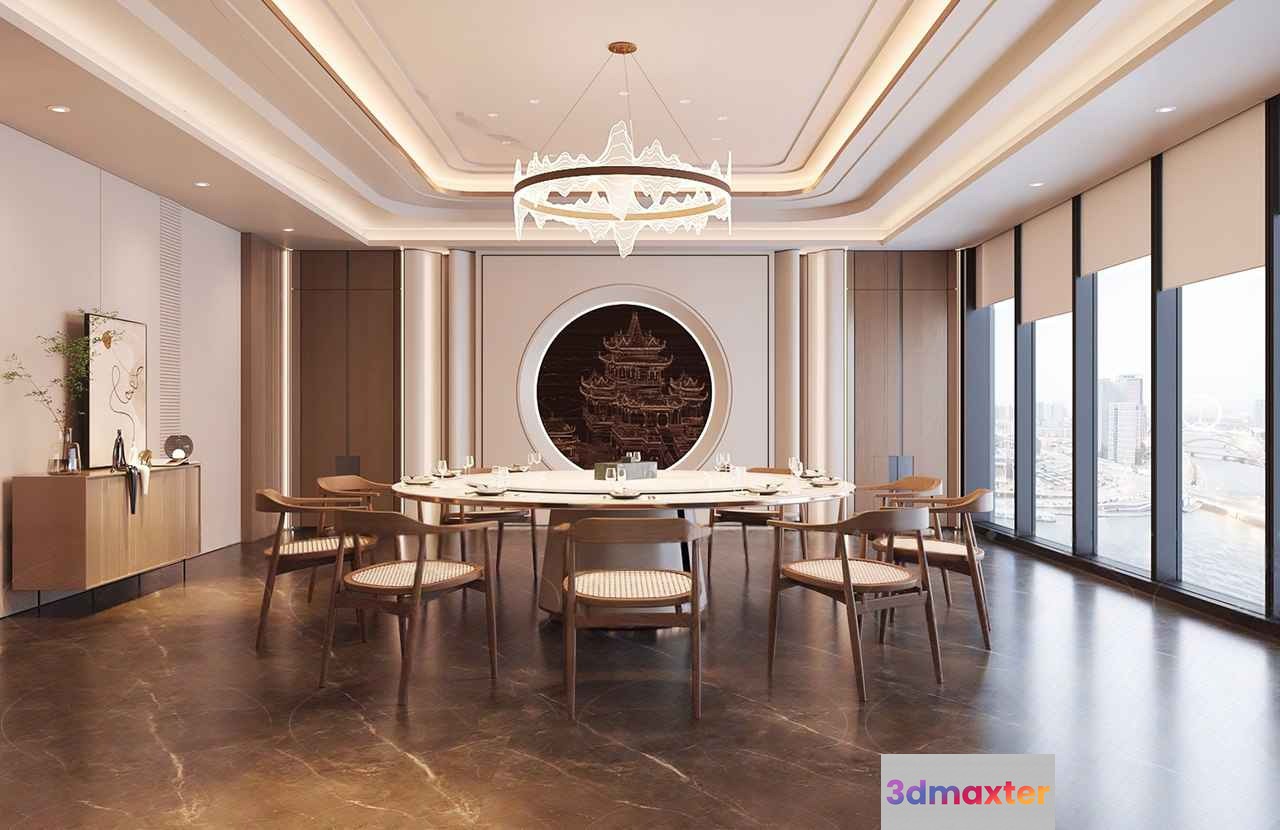 Modern Dining Room 3D Model - 8498 - VRAY Render