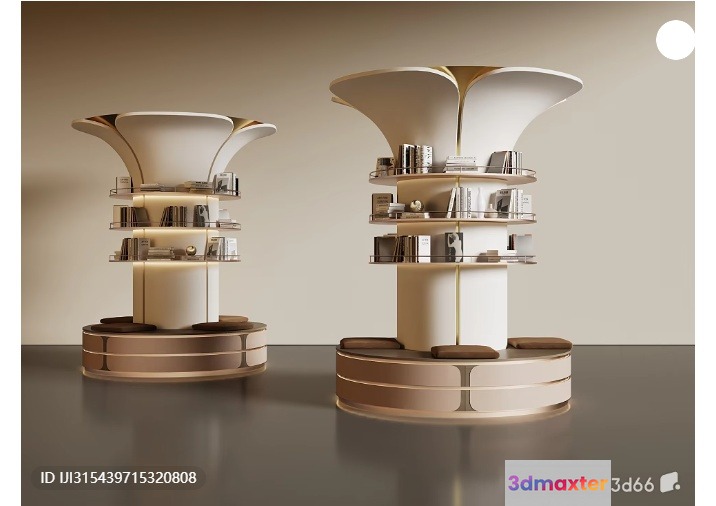 Gold And White Shelves 3D Model - 2251 - VRAY Render