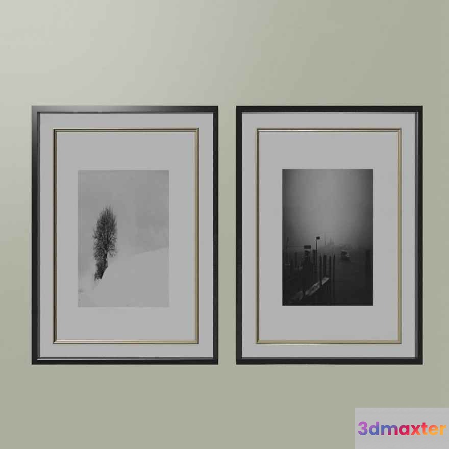Two Black And White Framed Photographs 3D Model - 14794 - VRAY Render