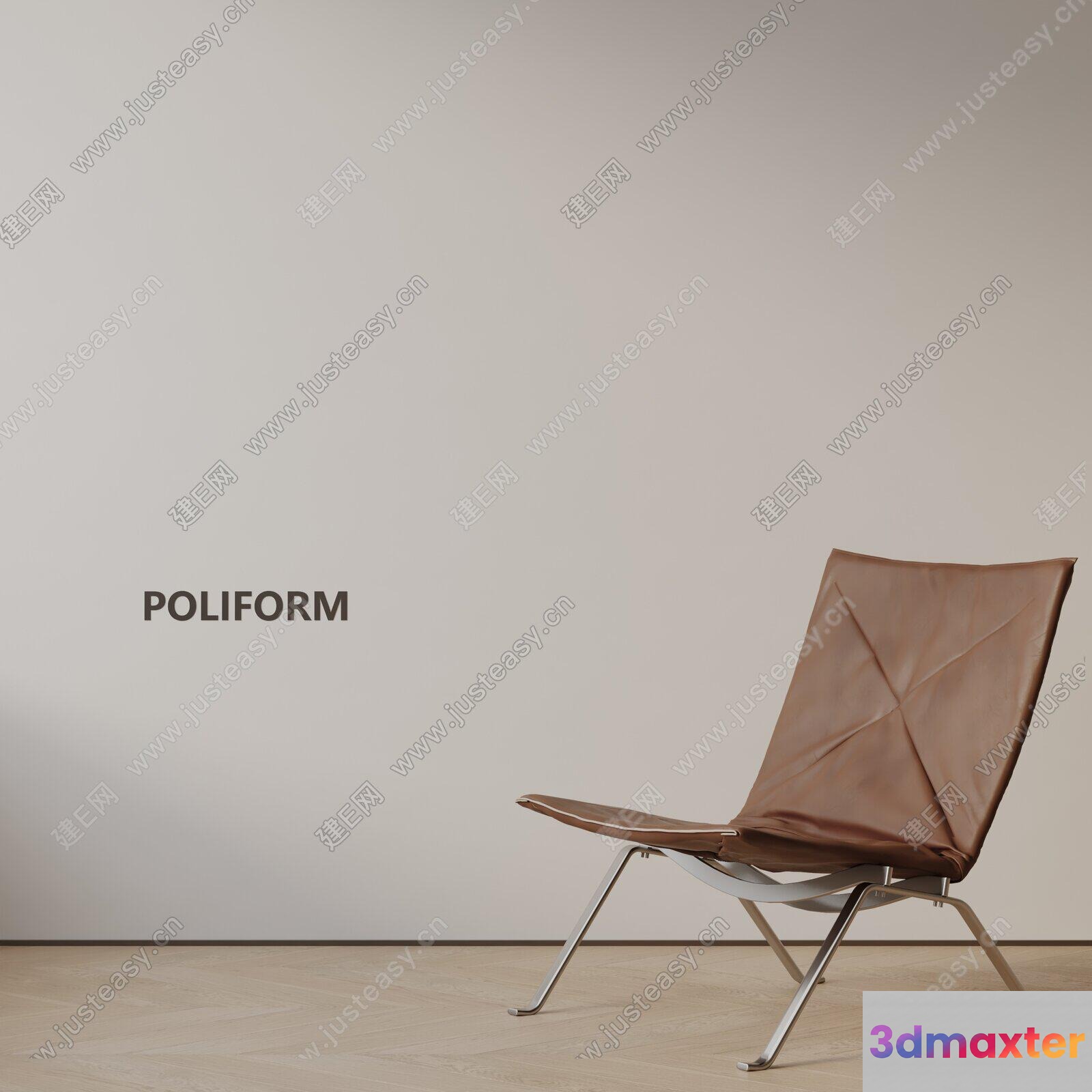 A Modern Chair With Leather Upholstery 3D Model - 8067 - VRAY Render