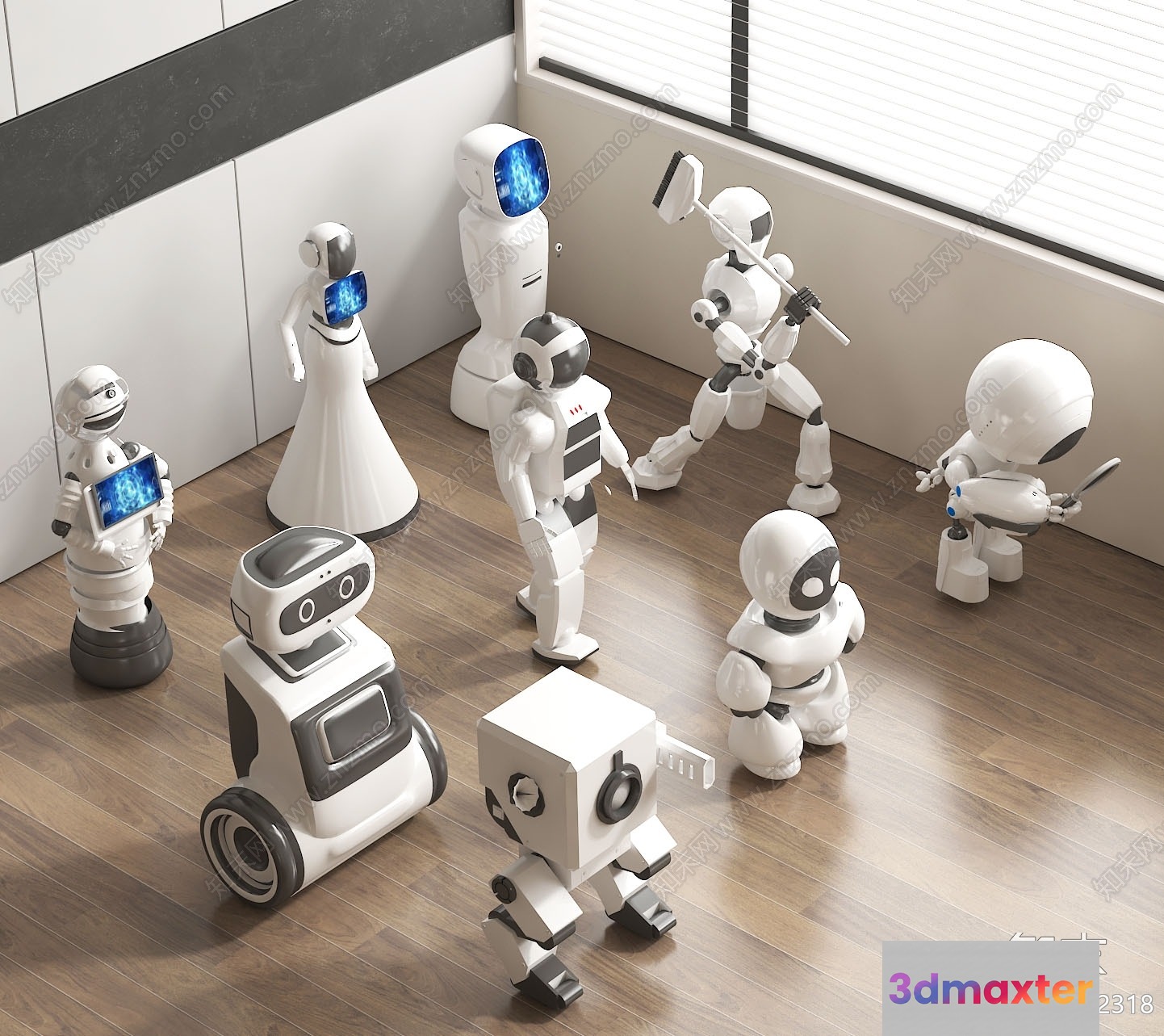 A Group Of Robots 3D Model - 7136 - VRAY Render