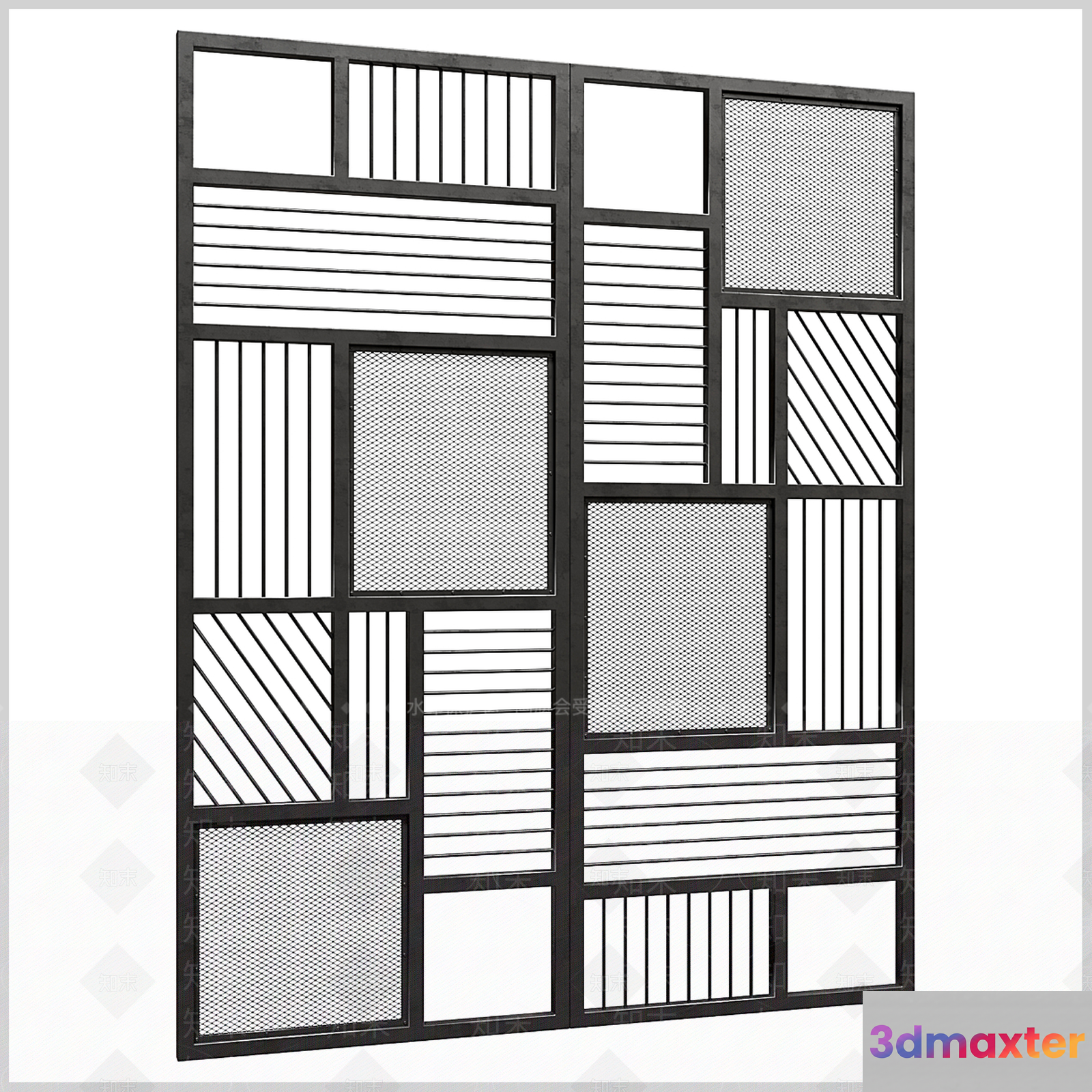 A Black Metal Wall Art Piece 3D Model - 7527 - VRAY Render