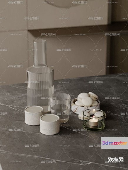 A Still Life Scene With Various Objects On A Table 3D Model - 10855 - VRAY Render