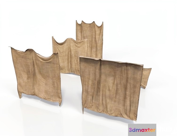 Brown Fabric Pieces 3D Model - 23536 - VRAY Render