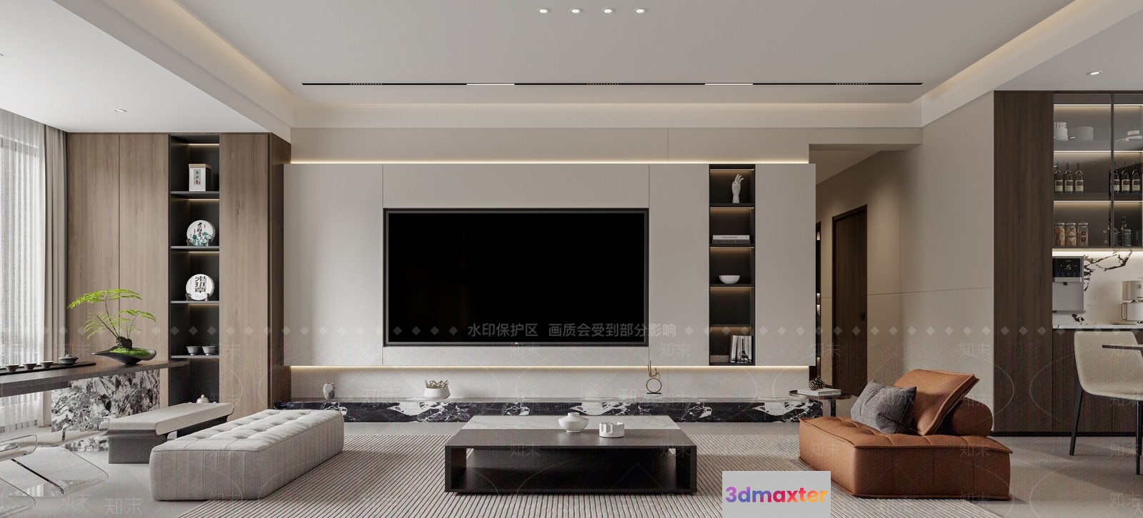Modern Living Room 3D Model - 15205 - VRAY Render