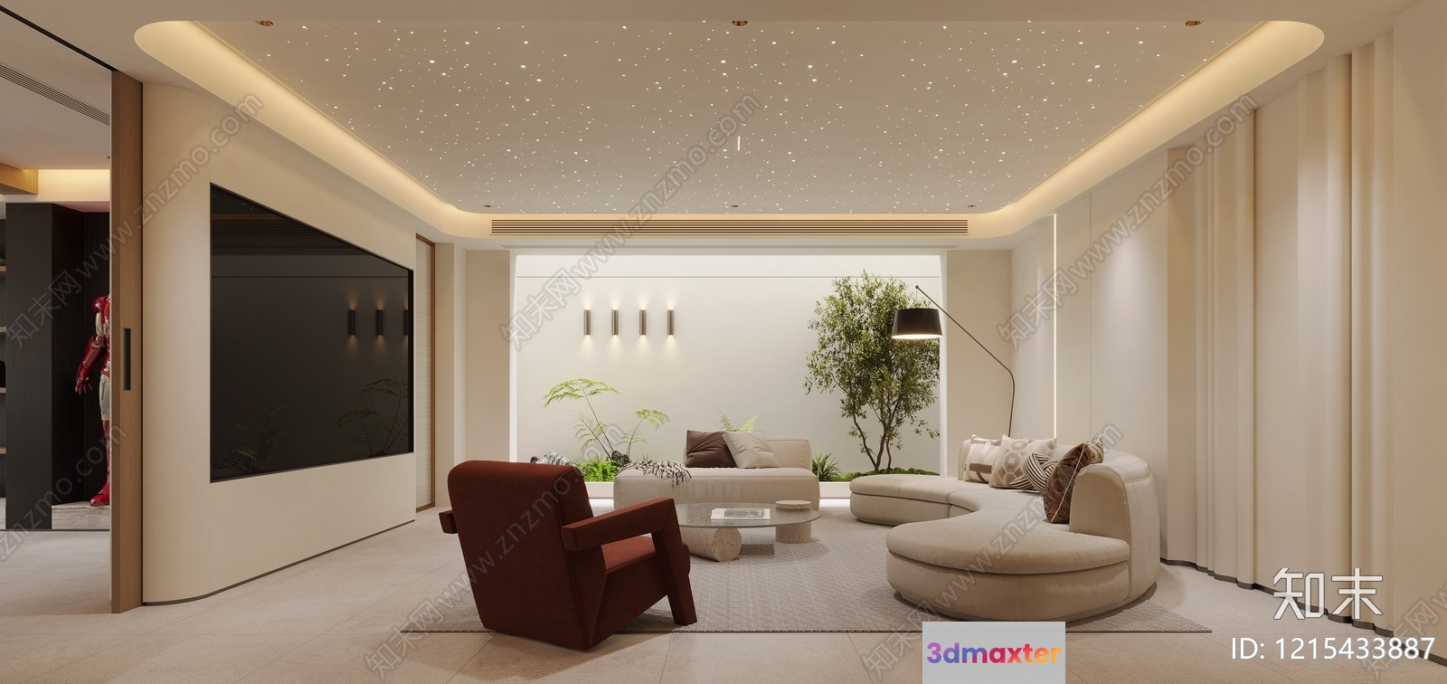 Modern Living Room 3D Model - 14777 - VRAY Render