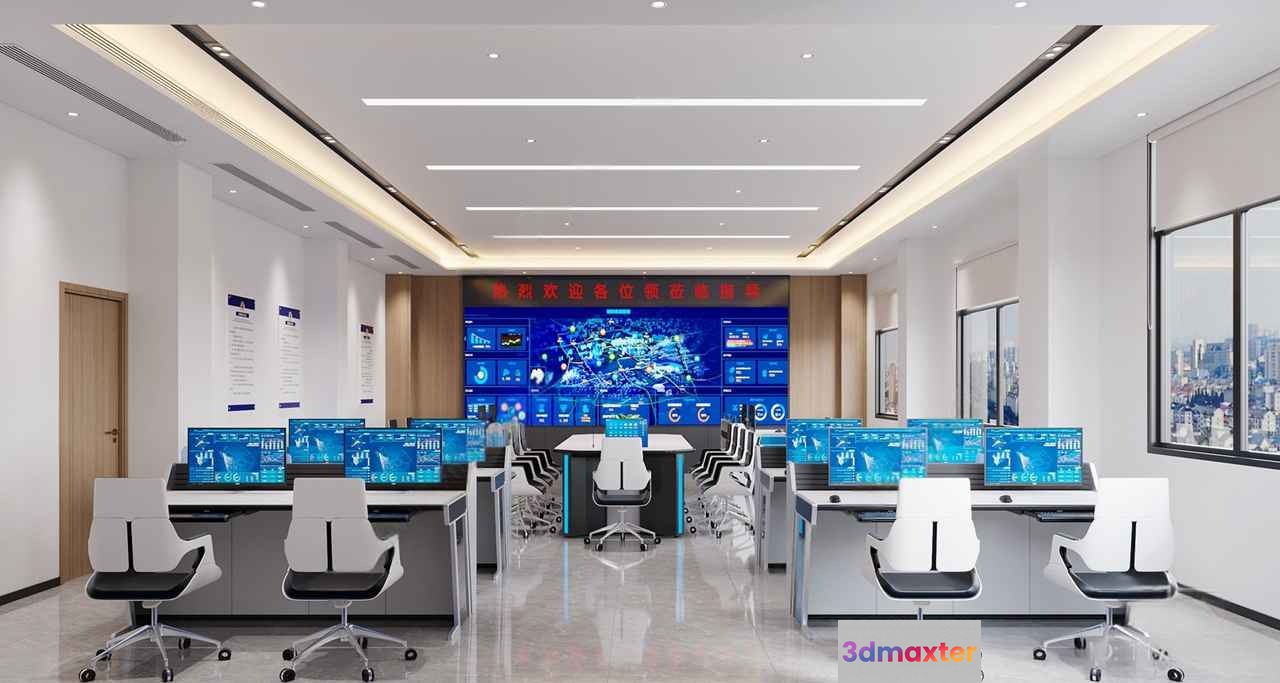 Modern Office Space 3D Model - 2300 - VRAY Render