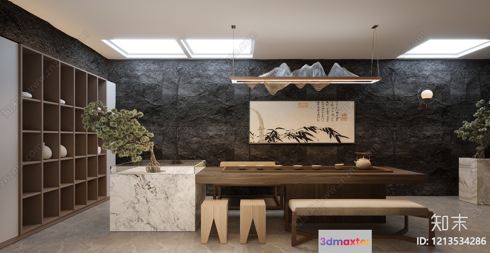 Modern Asian Dining Room 3D Model - 6582 - VRAY Render