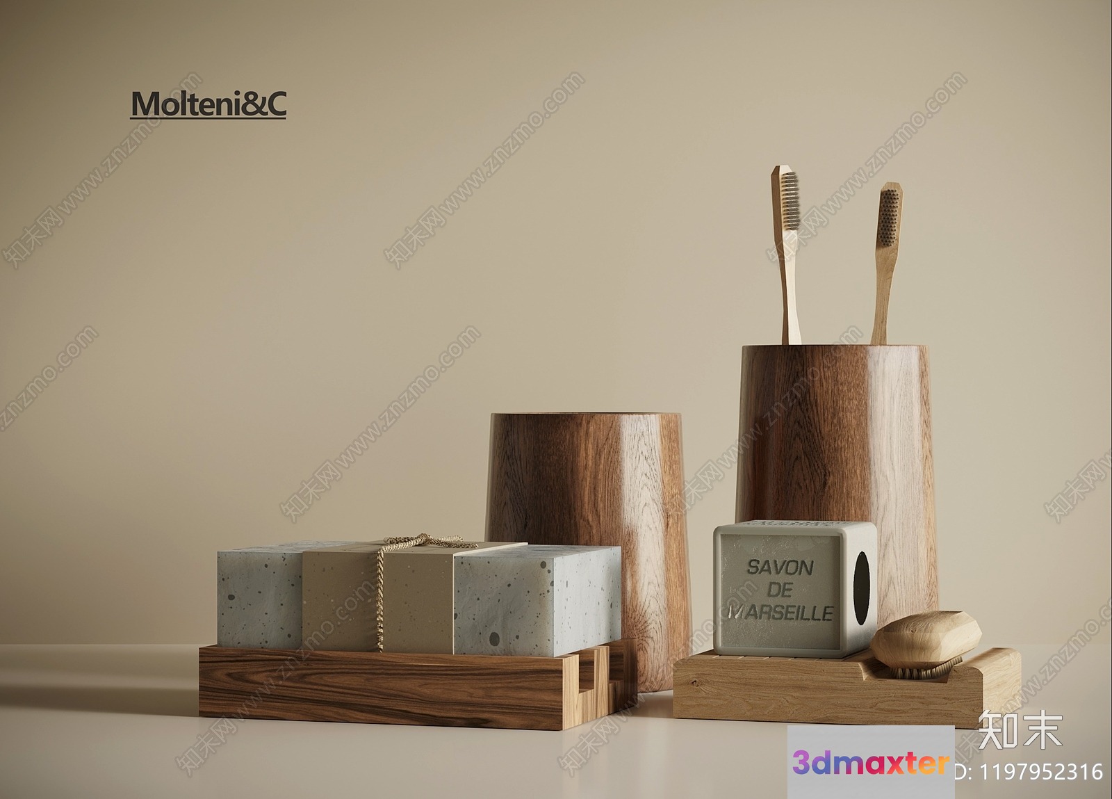 Wooden Bathroom Accessories 3D Model - 16819 - VRAY Render