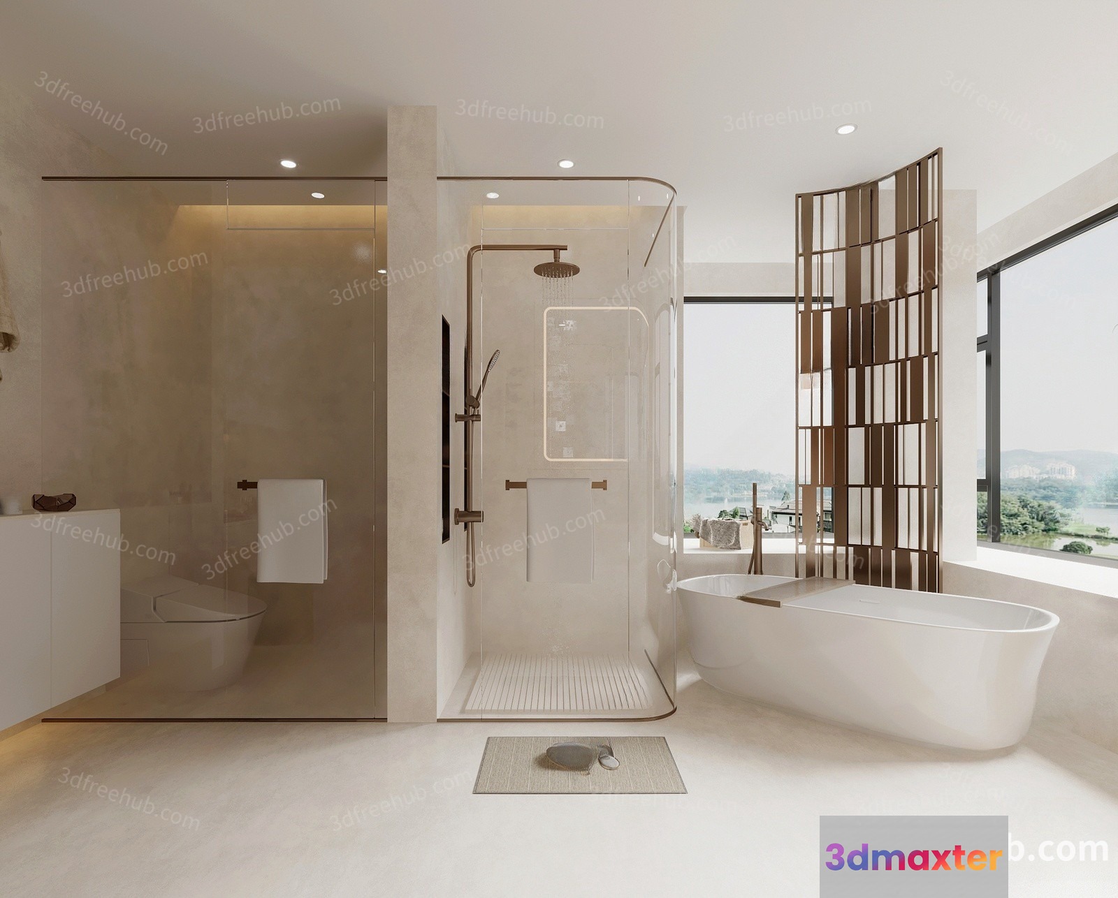 Modern Bathroom Design 3D Model - 18830 - VRAY Render