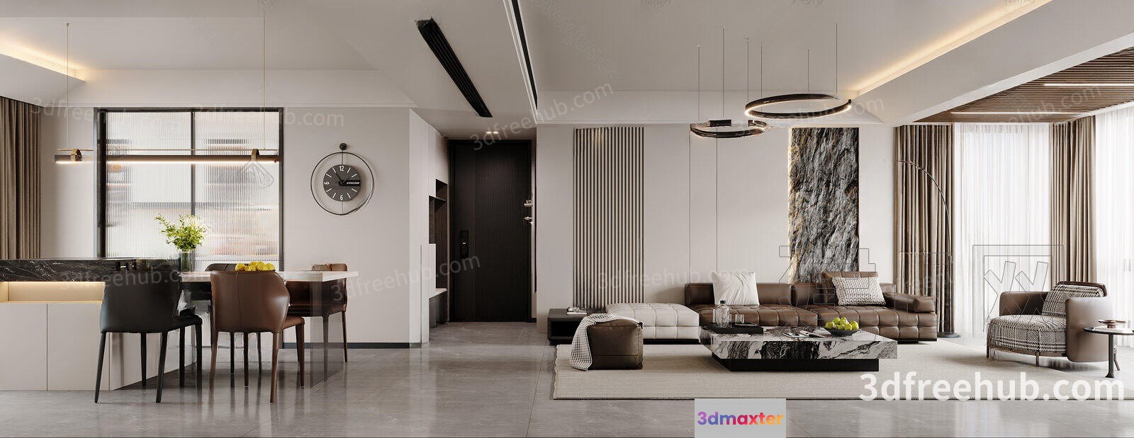 Modern Living Room 3D Model - 19882 - VRAY Render