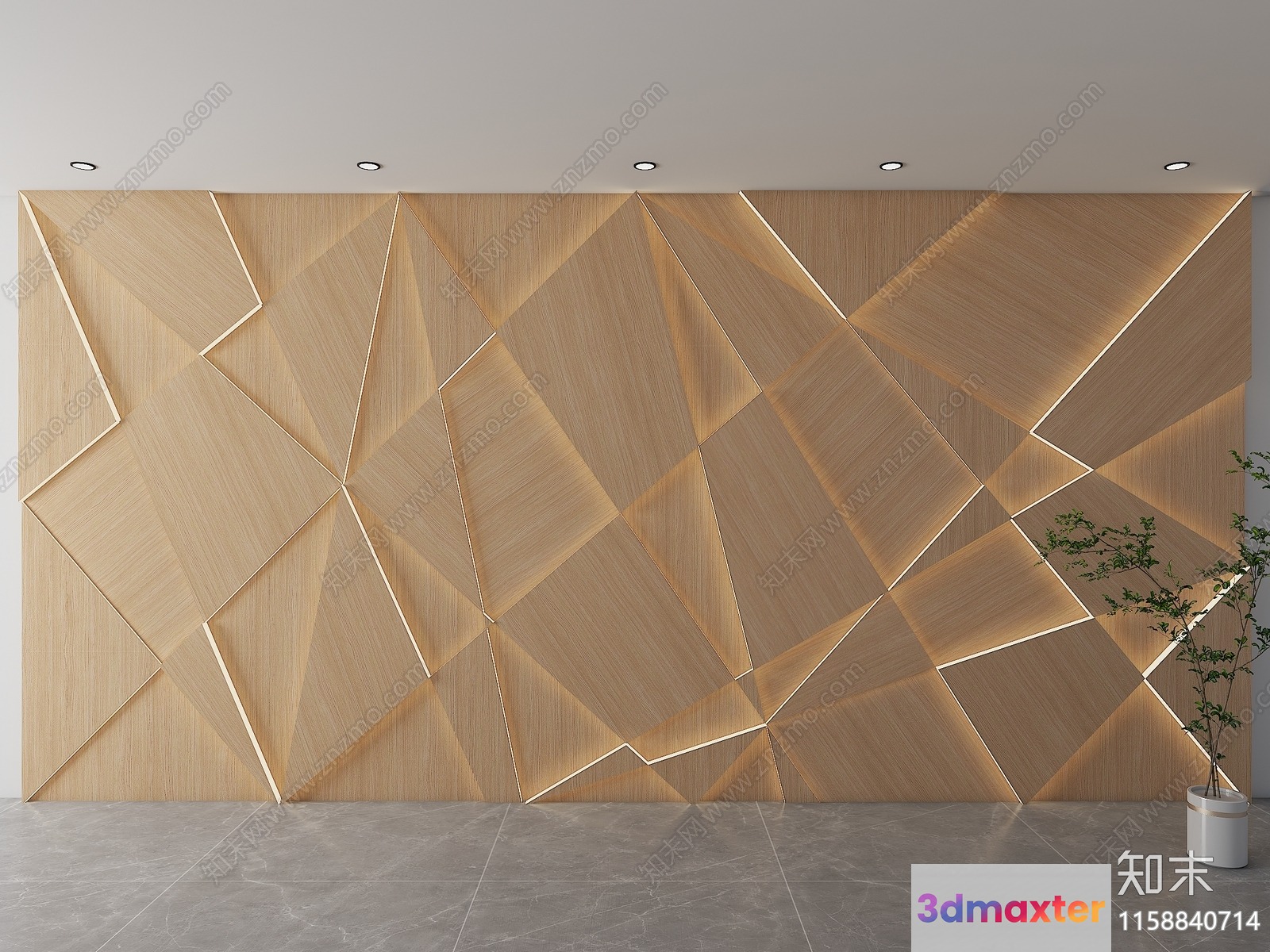 A Wooden Wall With A Geometric Pattern 3D Model - 11864 - VRAY Render