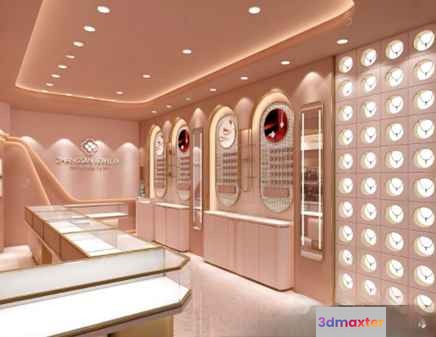 Modern Pink Storefront 3D Model - 13501 - VRAY Render