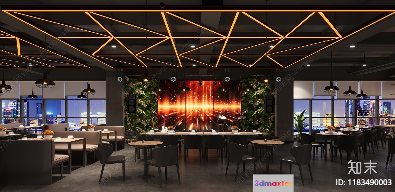 Modern Restaurant Space 3D Model - 14988 - VRAY Render