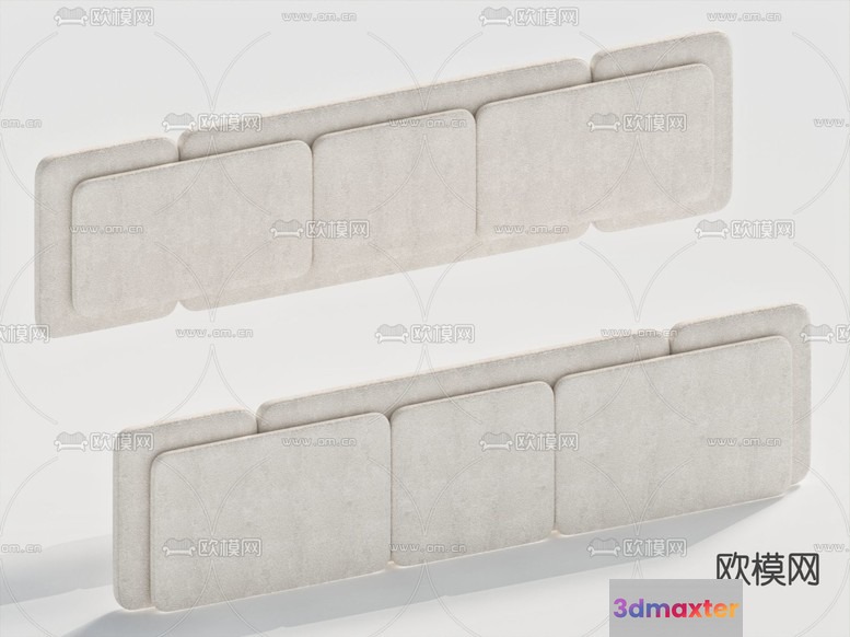 A Set Of Light Gray Rectangular Wall Decorations 3D Model - 18857 - VRAY Render